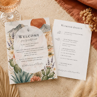Carte de bienvenue de mariage au désert | Événemen