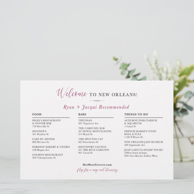 Carte de bienvenue du jour de mariage - CUSTOM pou (Debout devant)