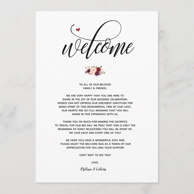 Carte de bienvenue et d'itinéraire de mariage mode (Devant)