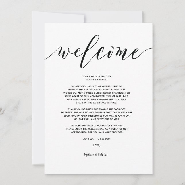 Carte de bienvenue et d'itinéraire de mariage mode (Devant)