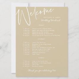 Carte de bienvenue or mariage pour week-end