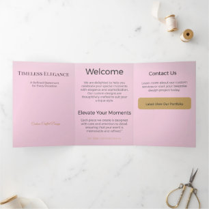Carte de bienvenue pliée en trois   Élégant modèle