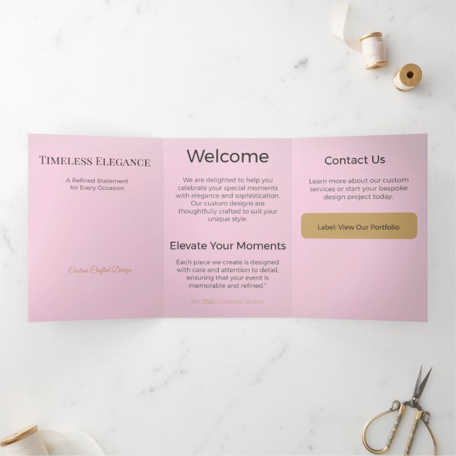 Carte de bienvenue pliée en trois | Élégant modèle (Intérieur)