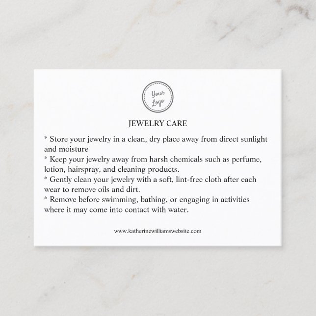 Carte de bijoux Ajouter votre logo Code QR (Devant)