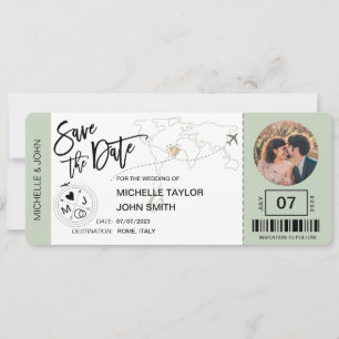 Carte de billet d'avion simple pour sauver la date