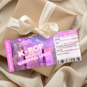 Carte de billet de révélation de virée shopping de