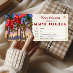 Carte de billet de révélation de voyage à Miami Fl