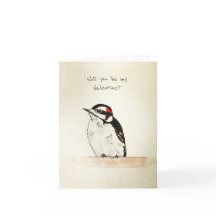 Carte de billet plié Valentine Woodpecker