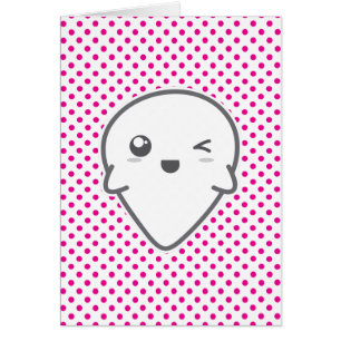 Carte de billet pour fantômes Kawaii Winking