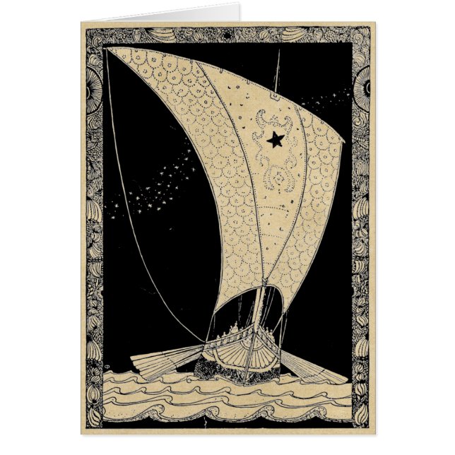 Carte de billet Viking Longship at Sea (Devant)