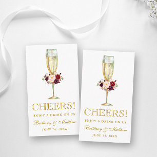 Carte de billet Watercolor Floral Mariage Drink