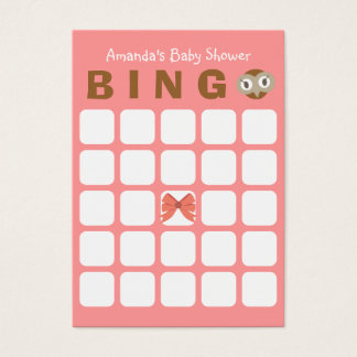 Carte de bingo 5x5 Baby shower pour fille de hibou