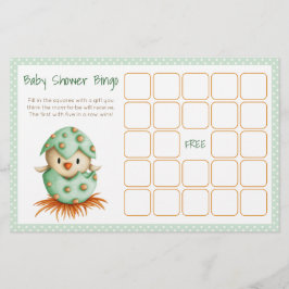 Carte de bingo Baby shower neutre vert d'éclosion 