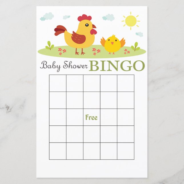 Carte de bingo de baby shower agricole (Devant)
