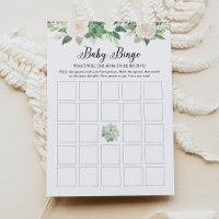 Carte de bingo de Baby shower de fleurs rose Succu
