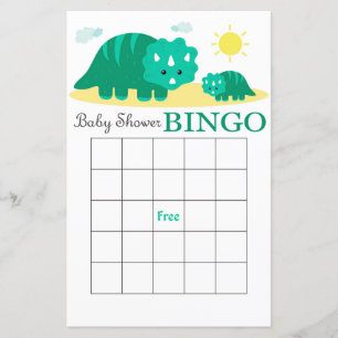 Carte de bingo de baby shower Dinosaur, Bingo Dino