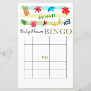 Carte de bingo de baby shower hawaïen