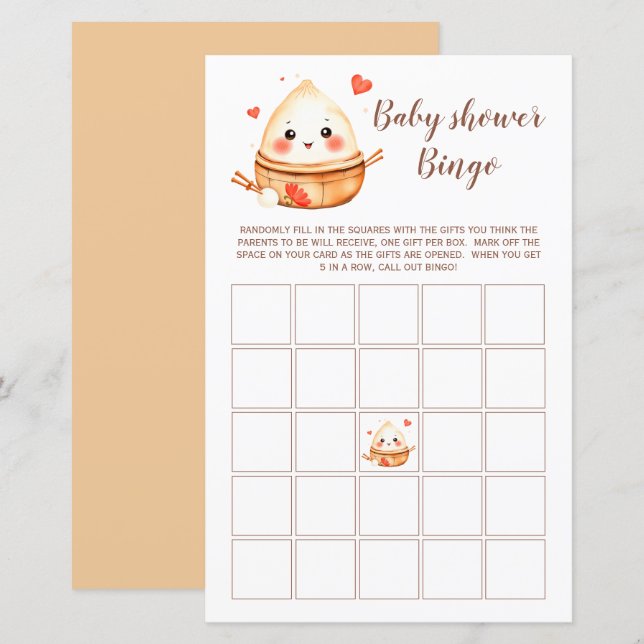 Carte de Bingo de jeu de Baby shower de jeton mign (Devant / Derrière)