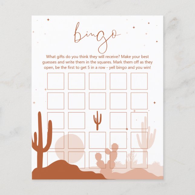 Carte de bingo de la nuptiale du désert (Devant)