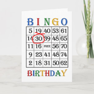 Carte de Bingo du 30e anniversaire