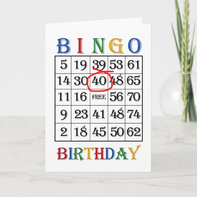 Carte de Bingo du 40e anniversaire (Devant)