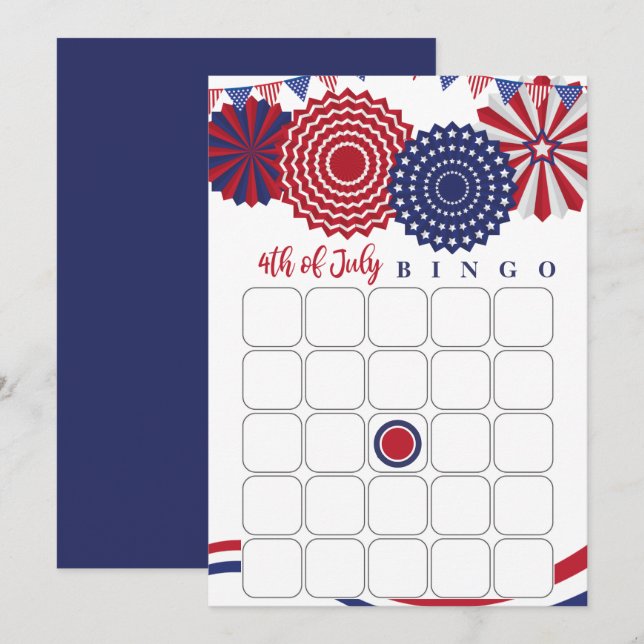 Carte de Bingo du 4 juillet (Devant / Derrière)