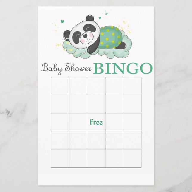 Carte de bingo du baby shower Cute Panda (Devant)