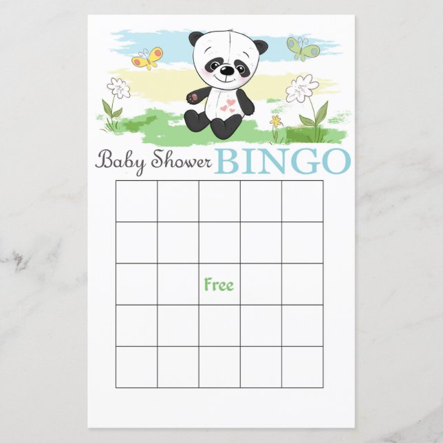 Carte de bingo du baby shower Cute Panda (Devant)