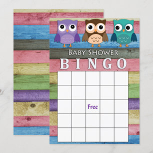 Carte de bingo du baby shower de hibou