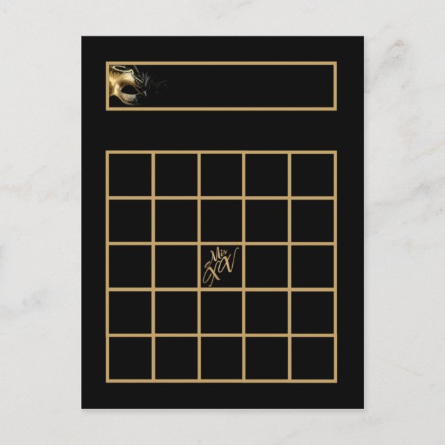 Carte de Bingo écrite Mis XV Gold Noir (Devant)