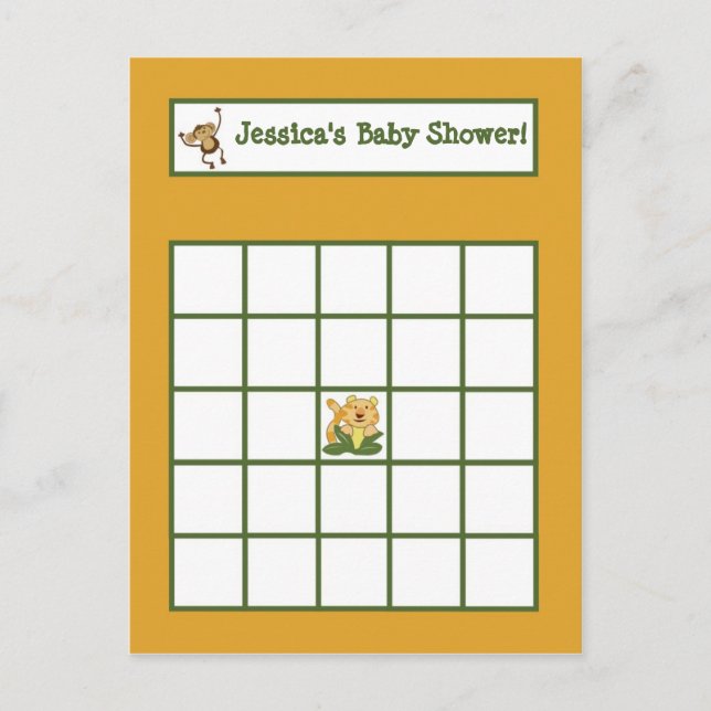 Carte de Bingo inscriptible Baby Jungle (Devant)