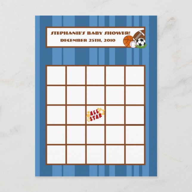 Carte de Bingo inscriptible bleu étoile (Devant)