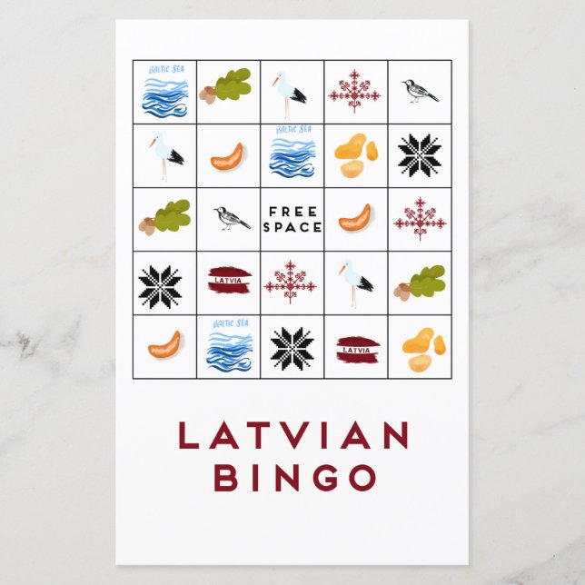 Carte de Bingo lettone version 6 (Devant)