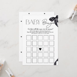 Carte de bingo moderne Hello Baby Bow Baby shower