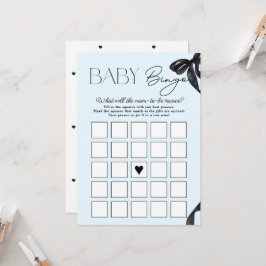 Carte de bingo moderne Hello Baby Bow Baby shower