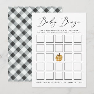 Carte de bingo pour baby shower avec motif plaid r