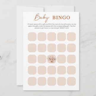 Carte de Bingo pour Baby Shower Bohème Chic Minima