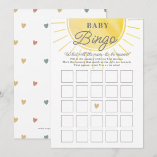 Carte de bingo pour bébé Baby shower de soleil aqu