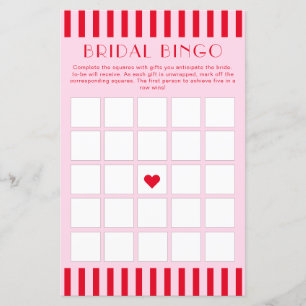 Carte de Bingo Retro Red & Pink Stripes Fête des m