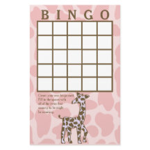 Carte de bingo rose Giraffe Spots
