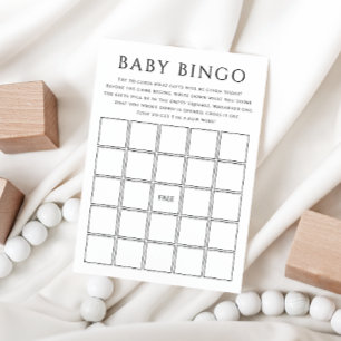 Carte de bingo simple Baby shower neutre pour bébé