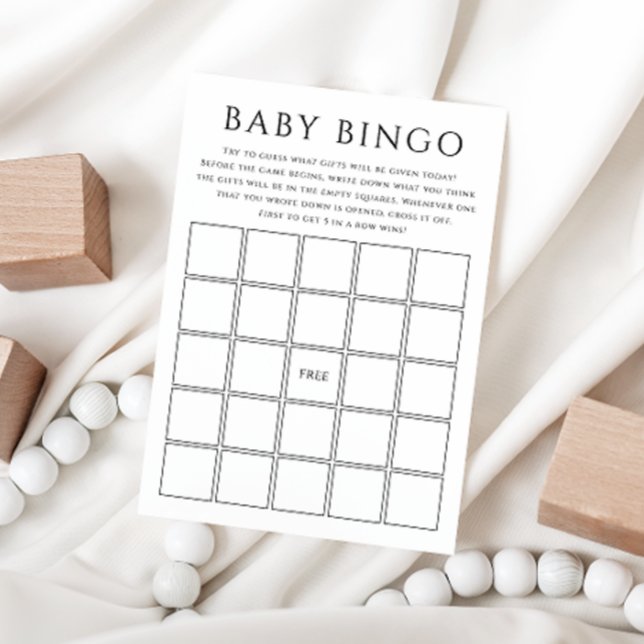 Carte de bingo simple Baby shower neutre pour bébé (Créateur téléchargé)