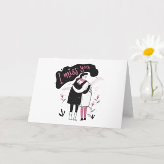 Carte de bisous et d'absence, jolie carte d'amour,