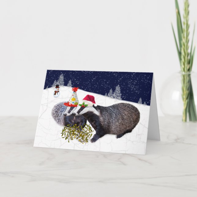 Carte de Blaireaux Festifs (Entrez votre propre me (Devant)