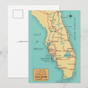 Carte de Boca Grande Useppa Floride 5x7