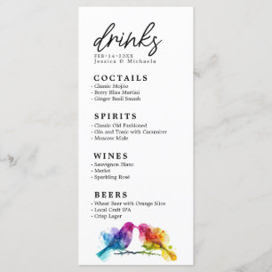 🌈 Carte de boissons Rainbow Lovebirds Collection