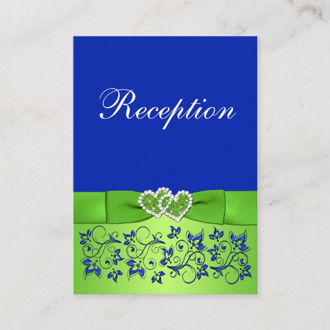Carte de boîtier à fleurs vertes, bleu RIBBON IMPR (Devant)