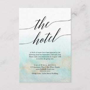 Carte de boîtier Aqua & Gold Watercolor Beach Hote