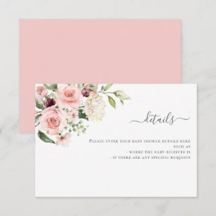 Carte de boîtier Baby shower Invitation Rose Roses