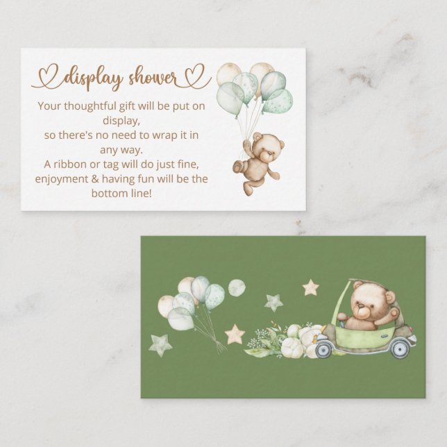 Carte de boîtier Baby shower pour bébé ours en pel (Devant / Derrière)